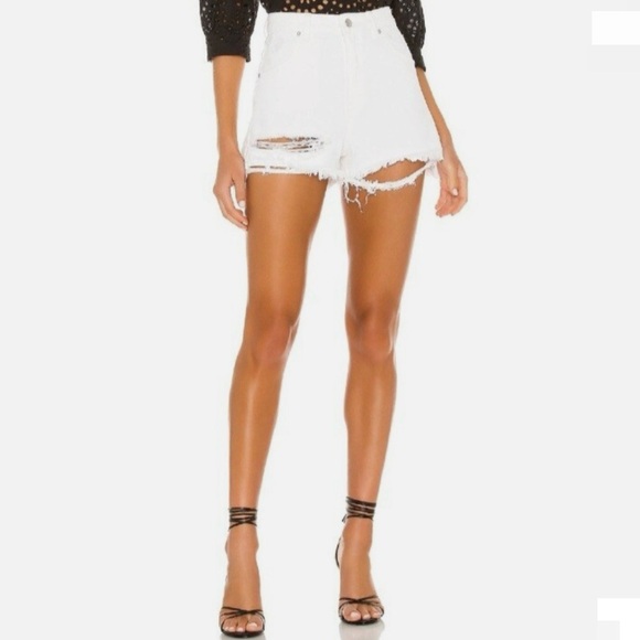 ROLLA'S Pants - Rolla’s Dusters High Rise Distressed Denim Shorts White Size 27 Raw Hem Summer